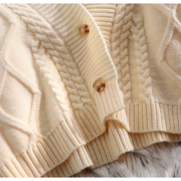 Cable Knit loose fit Cropped Cardigan - Picture 7 of 8